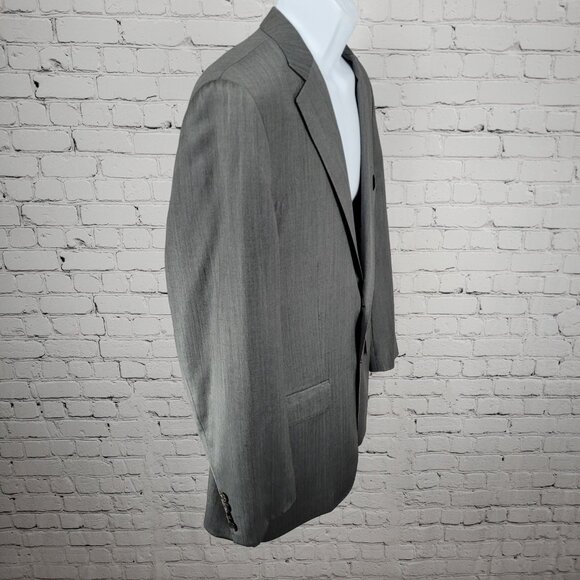 Zara Man Grey Herringbone 2 Button Vented Notch Blazer Sport Coat Size 46 - Picture 16 of 16